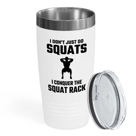 Flairy Land Gym Squat White Tumbler 20oz - the squat rack - Squat Bar Weights Funny Workout Pullup Rack Squat Tack Fitness