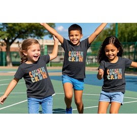 Sineeko Cousin Crew Toddler Baby Boys Girls Big Cousin Little Cousin Matching Outfits T-Shirt Tops Summer Clothes Beach Vacation Tees Dark Grey 7T