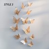 36Pcs Champagne 3D Butterfly Wall Stickers， Metallic Art Sticker ，Butterfly