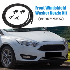 A ABSOPRO Front Windshield Window Washer Nozzle 8S4Z17603AA with 2 Connector 1 Hose Wiper Nozzle Spray Jet for Ford Focus 2008-2011 Set