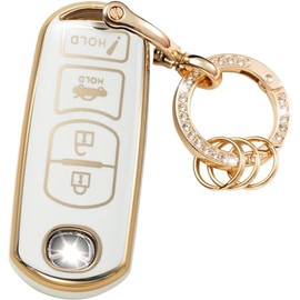 Snugfit Key fob Cover for Mazda 3 6 8 Miata MX-5 CX-3 CX-5 CX-7 CX-9, 4 Buttons White (for Mazda A)