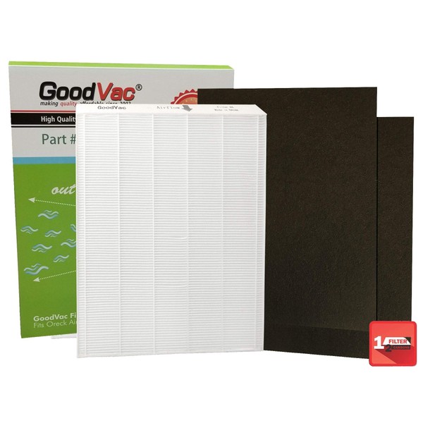 GoodVac Replacement to fit Oreck AirInstinct 75, 100, 108, 150, 200 HEPA Air Filter with Odor Absorber 2 Pack