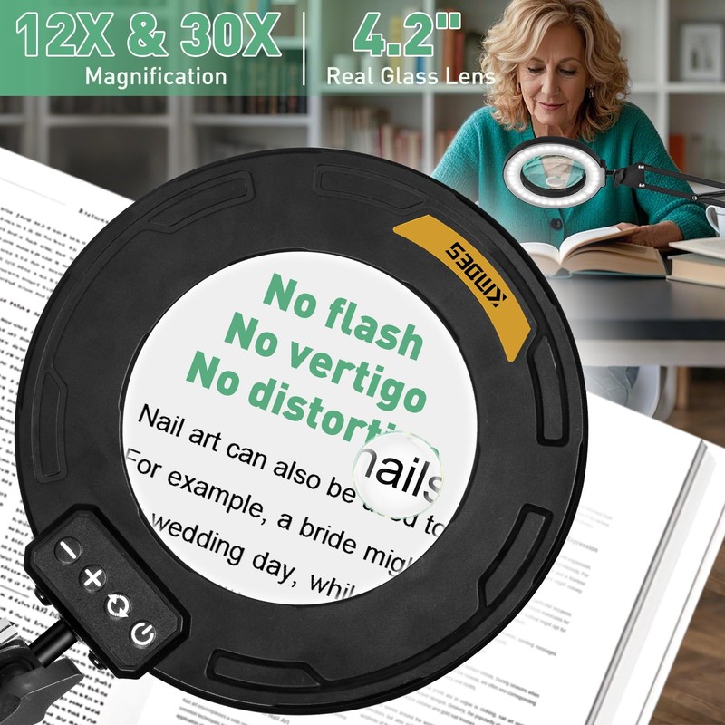 12X & 30X Magnifying Glass with Light, Ultra Long 3