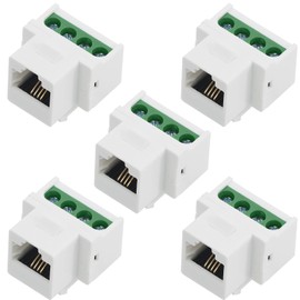 Jienk 5PCS RJ11 6P4C CAT3 Telephone Keystone Jack with 4Pin Screw Terminal Breakout Board, RJ11 Female Jack to 4Pin Screw Connector for Telephone