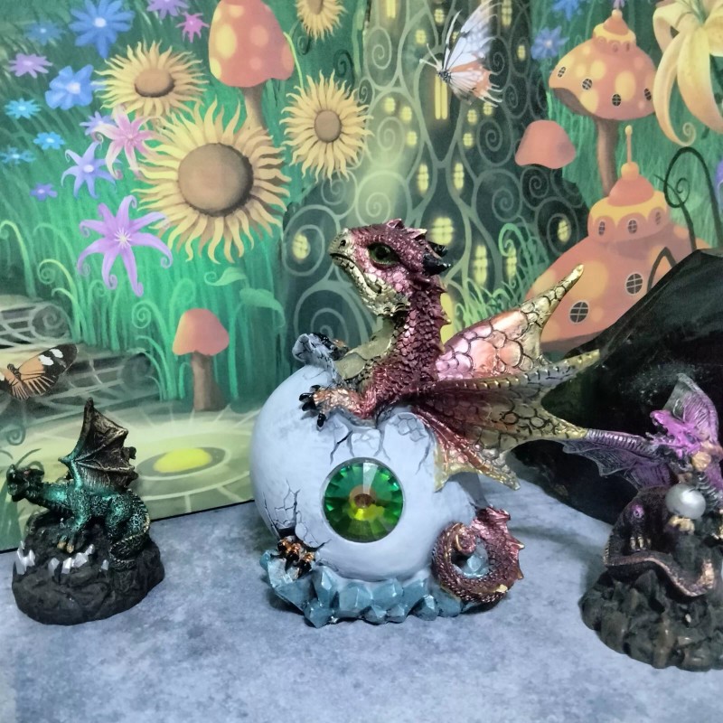 Purple Baby Dragon Hatching from an Egg Collectible Figurine H
