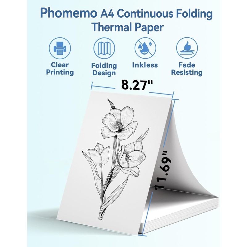 Phomemo M08F A4 Folding Thermal Paper Compatible for M08F and