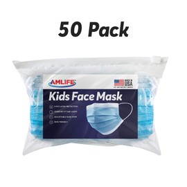 AMLIFE Kids Size Disposable Face Masks [50 Pieces Pack] 3-Ply Protective Filter