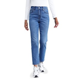 Women's Vintage Style Ankle Jeans Casual Work Denim Pants with Pockets High Waisted Mom Jeans Indigo