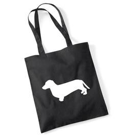 huuraa Jute Bag Dachshund Silhouette Bag Cotton 10 Litres with Motif for Dog Lovers Gift Idea for Friends and Family, black