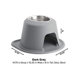 WeatherTech Single High Pet Feeding System - Raised Dog/Cat Bowl - 8" High Stand Dark Grey (SH3208DGDG)