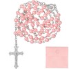 Rosary Catholic Necklace, Faux Pearls Bead and Cross, Graceful Prayer