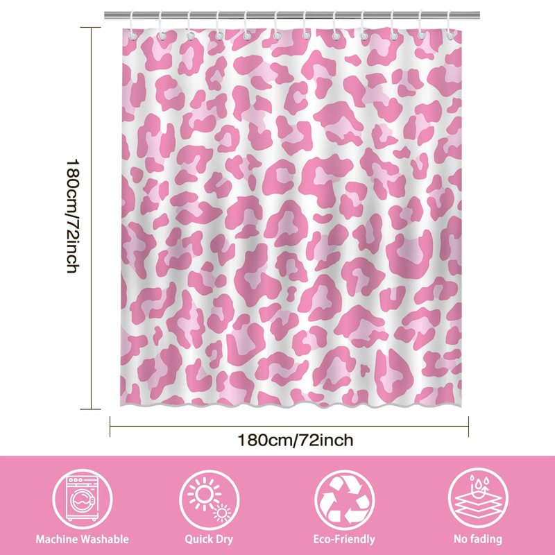 Mocsicka - Cortina de ducha con estampado de leopardo rosa,