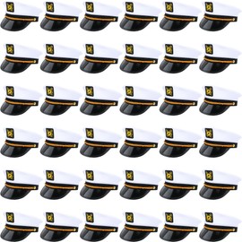 SGBETTER 36 Pack White Captain Hat Bulk Adjustable Boat Sailor Hats Nautical Captain Hat for Cruise Theme Party Costume Accessory
