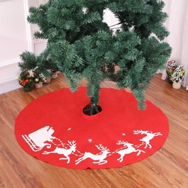 Christmas Tree Skirt, 36 inch red Tree Skirt for Christmas Decorations for Xmas Party and Holiday Decorations (White deer)