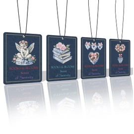 Forest Charger Blue Preppy Angel Rose Car Air Freshener (4 Pcs) – Floral Scented Hanging Freshener for Cars, Closet, Drawers – Girly Mirror Decor, Women's Car Accessories