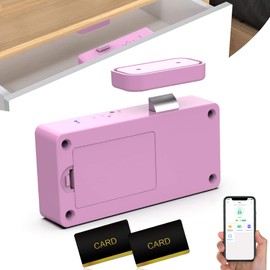 eLinkSmart Smart Cabinet Lock, Keyless Electronic Digital RFID Bluetooth Hidden No Drill Magnetic Child Safety Baby Proofing Drawer Lock for Cupboard Closet Liquor Adults Secret File Cabinets - Pink