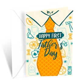 First Father's Day Card, 1st Fathers Day Card, Prime Greetings, Made in America, Eco-Friendly, Thick Card Stock with Premium Envelope 5in x 7.75in, Packaged in Protective Mailer
