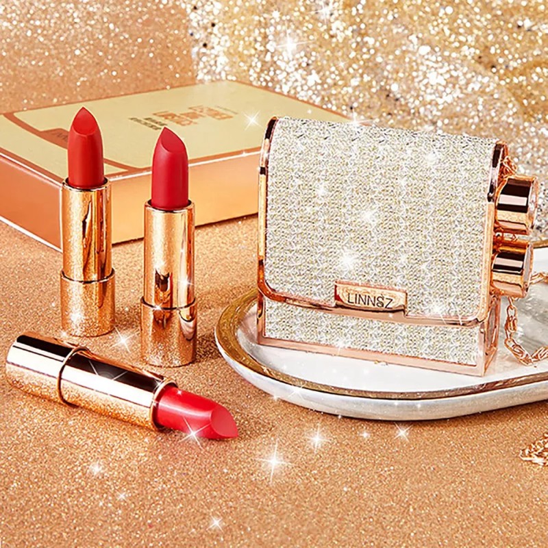 Juego De Lápices Labiales Mate De 3 Colores Con Bolsa