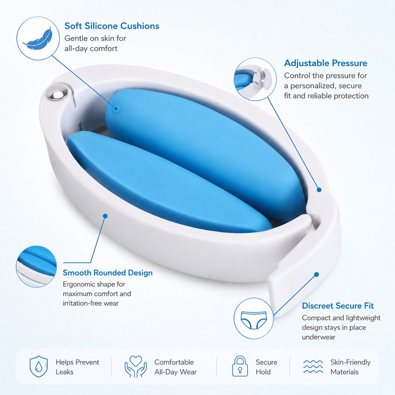 Male Incontinence Clamp for Daily Leakage Management – Adjustable Soft
