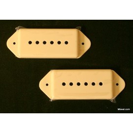 A Pair of p90 P-90 Dog-ear Guitar Pickup Covers 50/52mm Pole Spacing, Cream