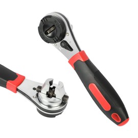 KAISAL Adjustable Ratchet Wrench with Locking Spanner Cr-V Reversible Ratchet Adjustable Wrench 200 mm Length with Rubber Handle, Multifunctional Adjustable Wrench Hand Tools