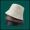 White Fang CZ246 Leather Bucket Hat, Cool, Plain Hat, Stylish,