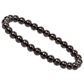 ELEDORO Stretch Bracelet Made of Real Gemstone Beads (6 mm) - Pearl Bracelet for Stylish Elegance, Gemstone, Garnet