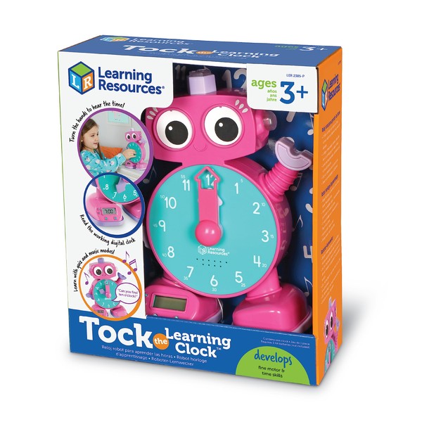 Learning Resources Tock The Learning Clock Pink, 1 Piece, Ages 3+, Educational Talking Clock