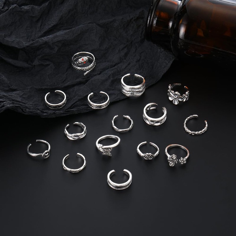 Acruccen 46 Pcs Toe Rings for Women Adjustable Vintage Bohemian