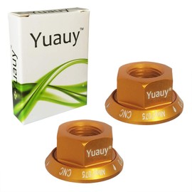 Yuauy Black 2 x M10 Bike Wheel Hub Axle Nuts 7075 Aluminum Bicycle Chromed Skewer Bolt Screw Nut Road MTB Replacement
