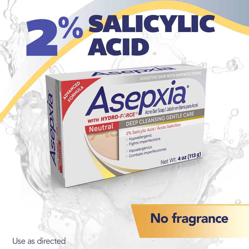 Asepxia Acne Treatment Neutral Hypoallergenic Bar Soap | 2% Salicylic