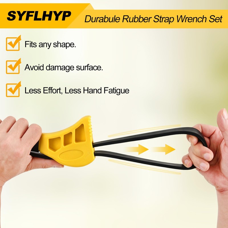 SYFLHYP 2 Unit Pack Heavy-Duty Adjustable Rubber Strap Wrenches Set