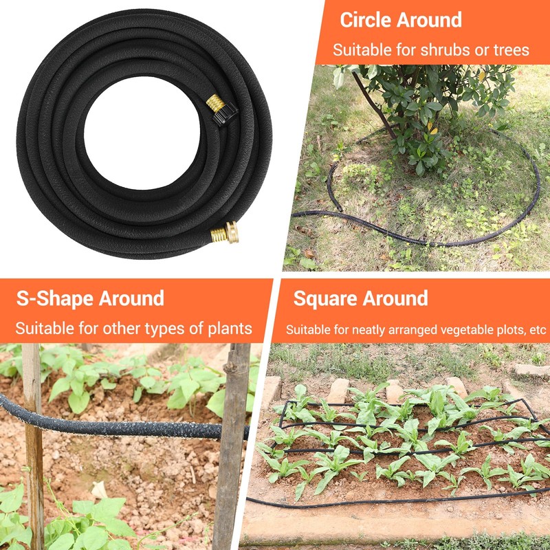 MAMIZO Soaker Hose 100 ft 1/2", Solid Brass Connectors,Heavy Duty