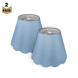 Royal Designs, Inc. Set of 2 Round Scalloped Bottom Medium Lamp Shade for Table Lamp, Spider Fitter, 7 x 13 x 10 in, Blue, 2 Pack