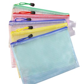 BQDDIEUR6 25PCS Zippered Mesh Document Bags, Plastic Envelope Document Bags, 5 Color A4 Size, School Office Supplies, Cosmetics Travel Storage, Company Letters