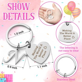 WATINC 16th Birthday Gifts Set for Girls, Birthdays Decorations Makeup Bag & Initial Letters Keychains, Rainbow Canvas Zipper Pouch Making The World a Better Place Since 2007 for Her Teens Daughter