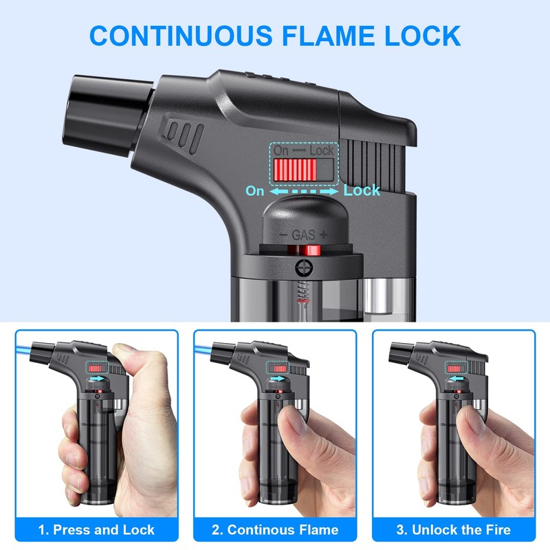 Torch Lighters, 4 Pack, Butane Refillable Jet Flame Torch Lighter,