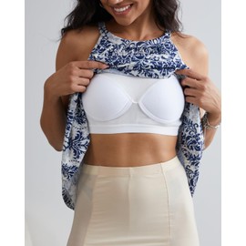 ANYFITTING Casual Dresses for Women 2025 Loose Fit Vacation High Neck Navy Mini Sun Dress