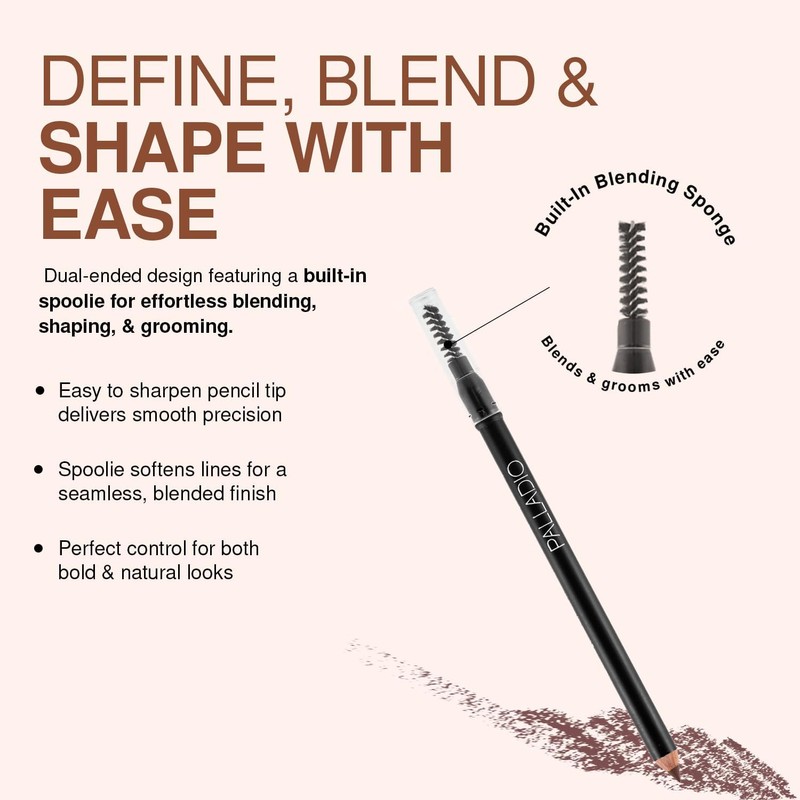 Palladio Lápiz de Cejas Taupe con Cepillo - Trazo Natural
