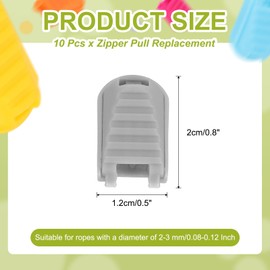 YELARXI Zipper Pull Tabs Cord End Tips Plastic Shoelace End Clips, Cord Lock Clips Fit for Paracord Drawstrings Backpack Lanyard Loops Shoes - (10 Pack, Light Gray)