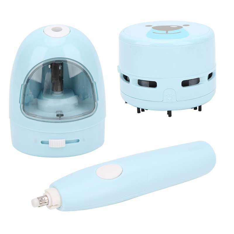 Pencil Sharpene Electric Blue Small Portable Stationery Set for Clean