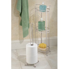iDesign Axis Free Standing Toilet Paper Holder Stand for Bathroom - Satin, 7.25" x 7.25" x 21"