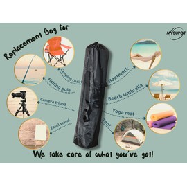 MYSUPOT 43"x9"x9" (Black, L) Replacement Bag for Folding Camping Chair, Portable Camp Chair, Hammock, Yoga Mat, Umbrella, Tents, Tripods, Fishing Poles - 420D Oxford Polyester Fabric w/Side Pockets