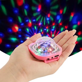 Lancoon Disco Ball Light, Wearable Mini Portable LED Lamp Night Strobe Watch Bracelet USB Charging Voice Controlled with Suction Cup for Kid Party Car Dancing DJ Club(Pink)