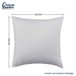 Orison Sapphire® Cushion Covers Set of 4 | 100% Microfiber Soft Satin Stripe Square Cushion Protectors with Invisible Zipper | Living room, Bedroom, Sofa | Size 45x45Cm White