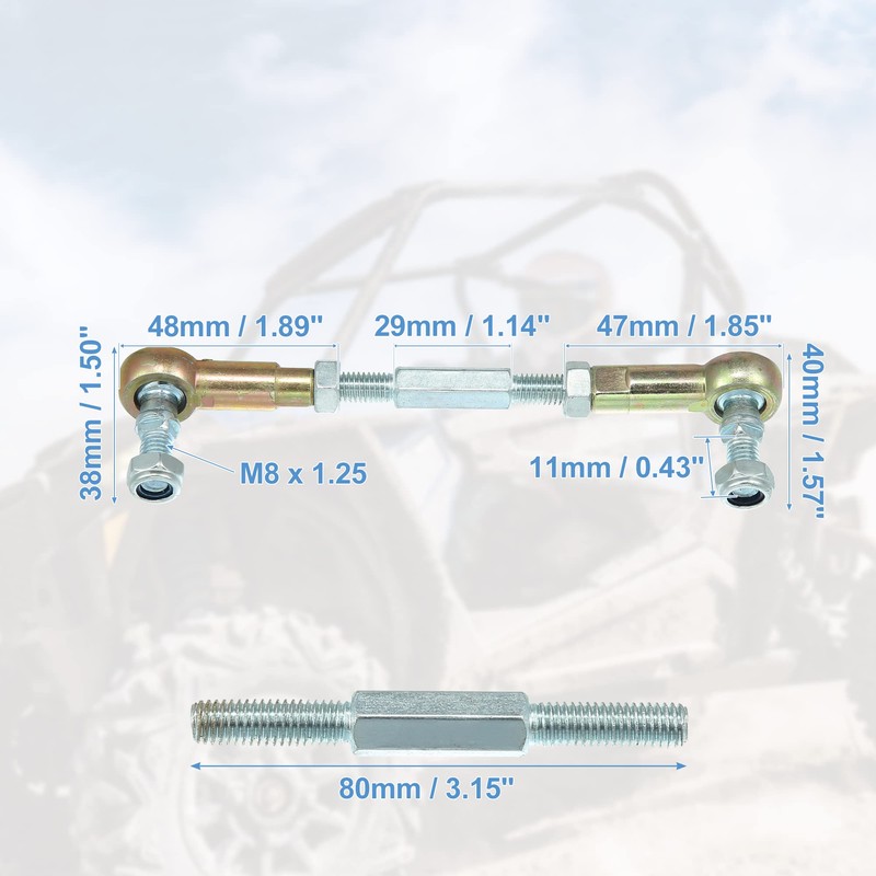 X AUTOHAUX 2pcs M8 Steering Tie Rod for 50cc 70cc