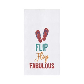 C&F Home Flip Flop Fabulous Kitchen Towel Dishtowel Clean-Up Decor Machine Washable Decoration Vacation Relaxation Summer Chill Fun 18" x 27" White