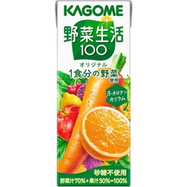 Kagome Yasai Seikatsu Vegetable Life 100 Original 200ml (Pack of 12), Carrot & Orange Mixed Vegetable & Fruit Juice from Japan, MADE IN JAPAN