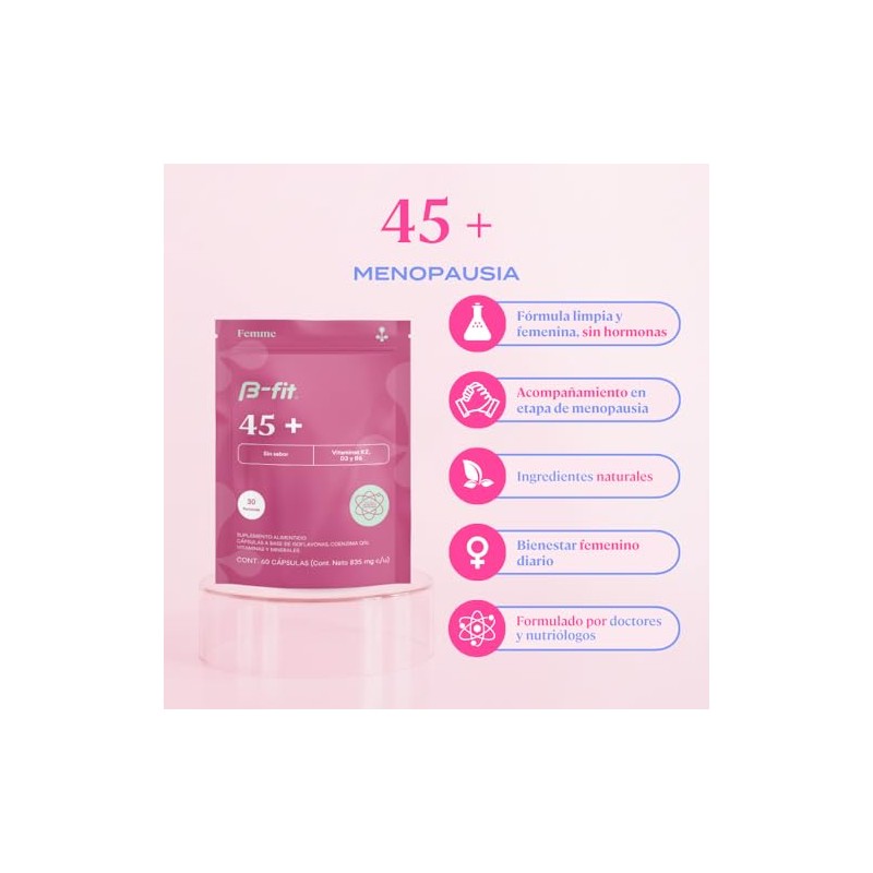 Fit Suplemento Menopausia Isoflavonas Cápsulas Coenzima Q10 Vitaminas Sabor Mujeres
