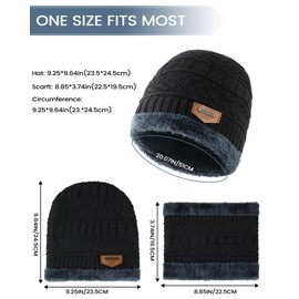 Winter Hats for Women/Men - Beanies Hats Neck Scarfs Set Warm Slouchy Beanie Snow Knit Skull Cap Gifts for Women & Men, Black